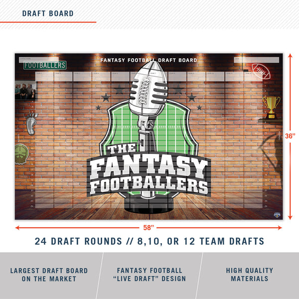 360 Fantasy Football Draft Boards Fantasy Football Draft Board, 2021 Party, 10 Team 15 Round