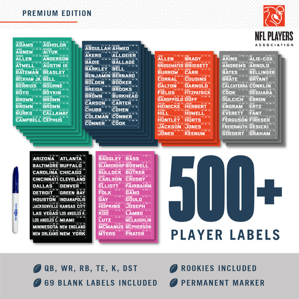 Sumapner Fantasy Football Draft Board 2023-2024 Kit, 817 Player Labels, 6  FT x 4 FT Extra Large Board with 14 Teams 20 Rounds, Including 2023 Top