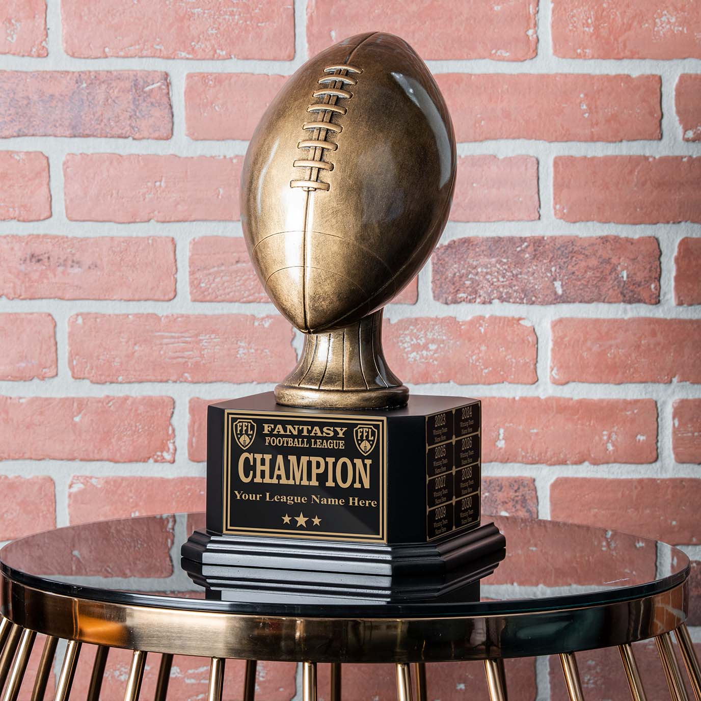 15" Football Trophy- Antique Gold